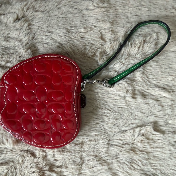 COACH Red Apple Patent Leather Coin Wristlet - Picture 3 of 6